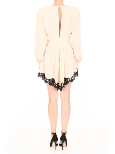 Shop Alessandra Rich Mini Dress With Lace In Light Pink (pink)