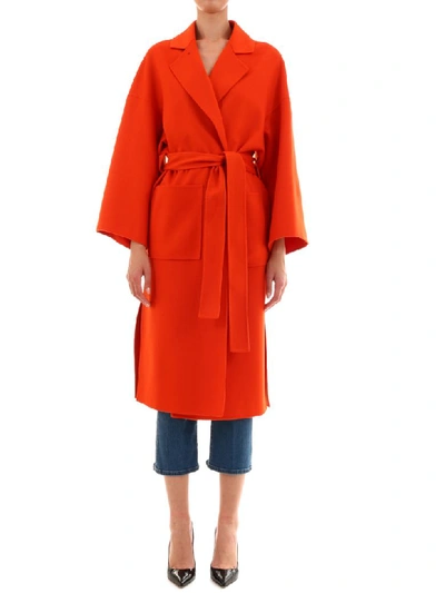 Shop Loewe Oversize Belted Coat Orange