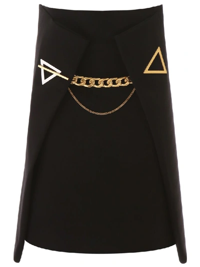 Shop Bottega Veneta Chain Cashmere Skirt In Nero (black)