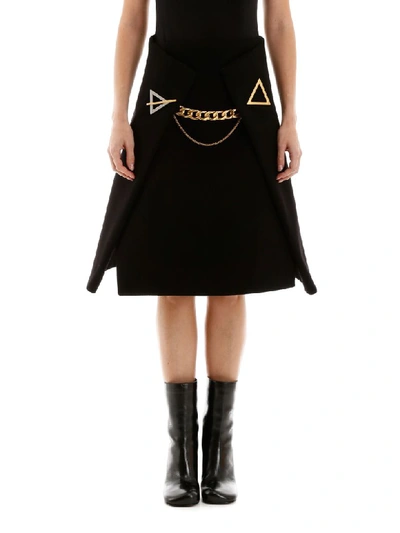 Shop Bottega Veneta Chain Cashmere Skirt In Nero (black)