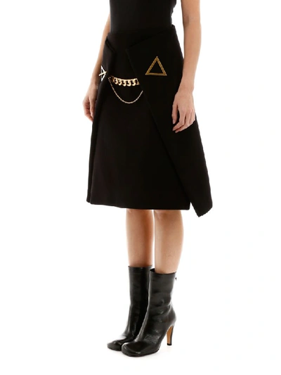 Shop Bottega Veneta Chain Cashmere Skirt In Nero (black)