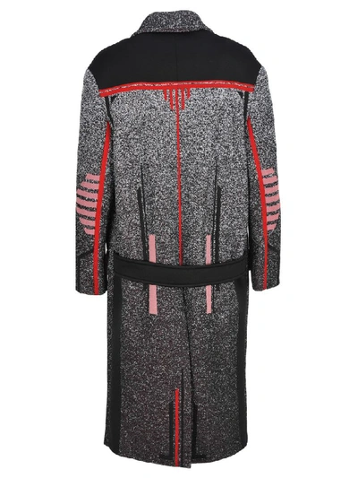 Shop Prada Technical Mouliné Jacquard Coat In Black + Red