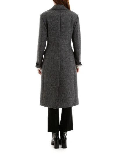 Shop Prada Prince Of Wales Coat In Ardesia (grey)