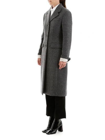 Shop Prada Prince Of Wales Coat In Ardesia (grey)