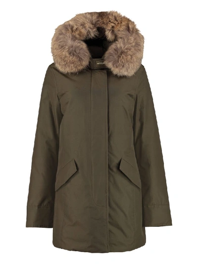 Shop Woolrich Arctic Padded Parka With Fur Hood In Green