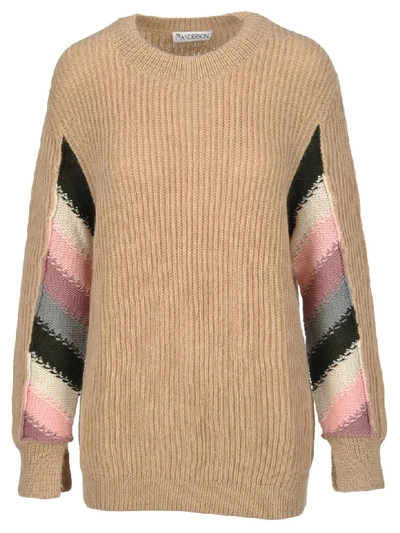 Shop Jw Anderson Ribbed Sweater In Beige