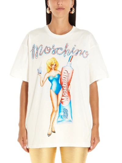 Shop Moschino Tootpaste T-shirt In White