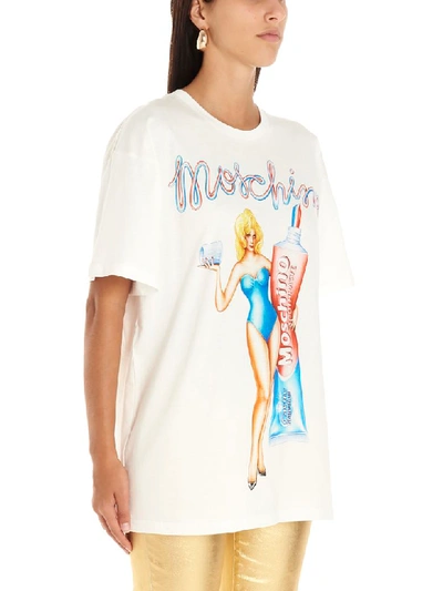 Shop Moschino Tootpaste T-shirt In White