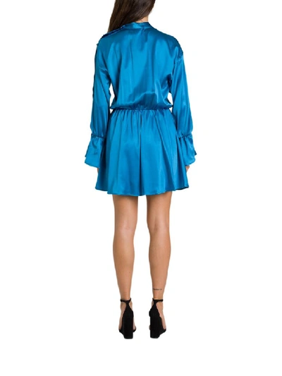 Shop Federica Tosi Short Silk Dress With Coulotte In Turchese