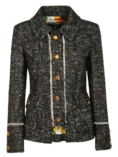 Shop Dolce & Gabbana Logo Buttoned Jacket In Multicolor