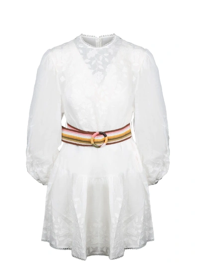 Shop Zimmermann Zinnia Applique Mini Dress In White