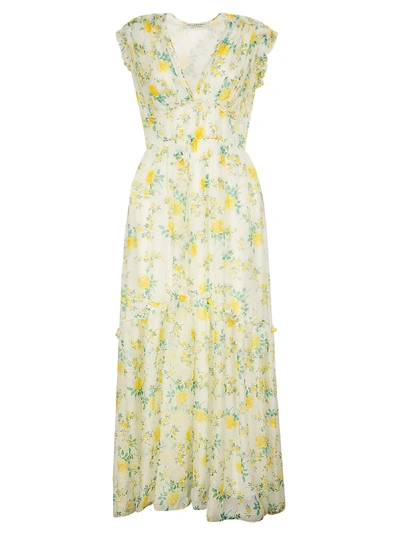 Shop Philosophy Di Lorenzo Serafini Floral Sleeveless Long Dress In Yellow/white