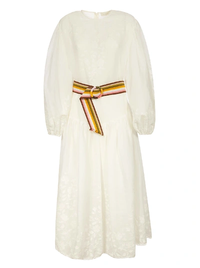 Shop Zimmermann Applique Long Dress In Ivory