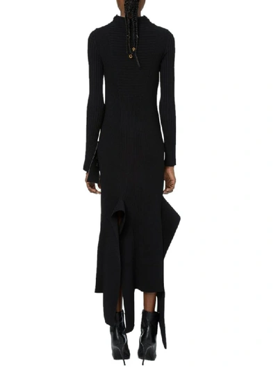 Shop Off-white Knit Long Sleeve Dress In Black