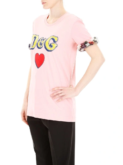 Shop Dolce & Gabbana D&amp;amp;g T-shirt In Rosa Confetto Chiaro (pink)