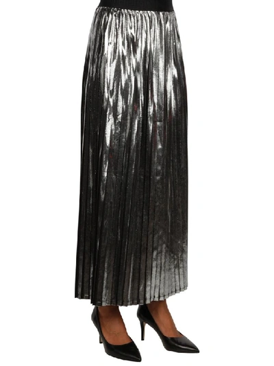 Shop Versace Plisse Maxi Skirt In Metal