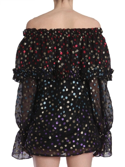 Shop Saint Laurent Gypsy Blouse With Smocked Shoulders In Nero