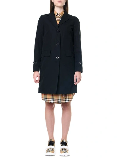 Shop Burberry Black Cotton Single Breasted Trench Coat