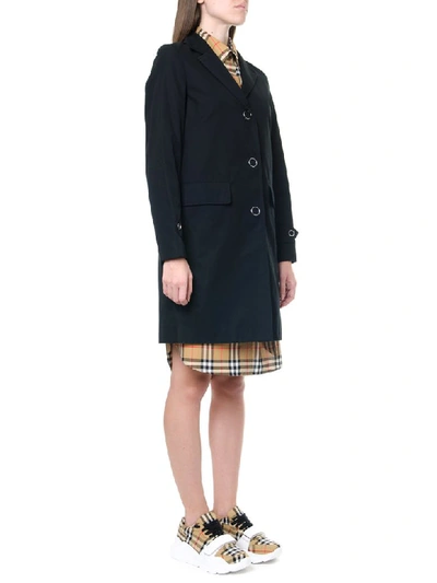 Shop Burberry Black Cotton Single Breasted Trench Coat