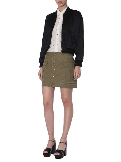 Shop Saint Laurent Cargo Short Skirt In Verde
