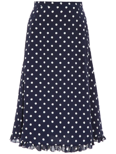 Shop Alessandra Rich Polka Dots Skirt In Blue Ivory (blue)