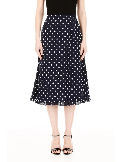 Shop Alessandra Rich Polka Dots Skirt In Blue Ivory (blue)