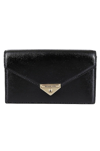 Shop Michael Kors Grace Medium Clutch In Black