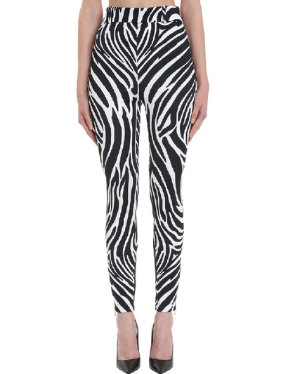 Shop Versace Zebra Black White Stretch Cotton Pants