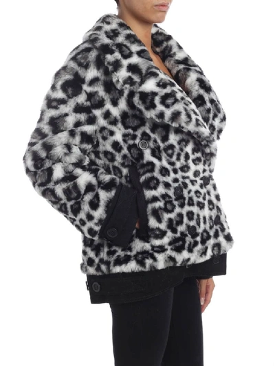 Shop Alberta Ferretti Animal-print Eco-fur In Grey