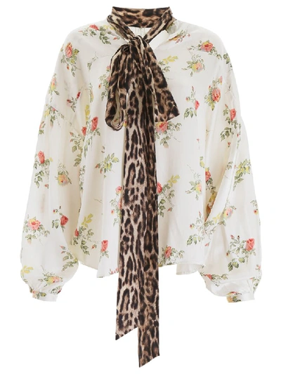 Shop R13 Floral-printed Silk Blouse In Ivory Floral (white)