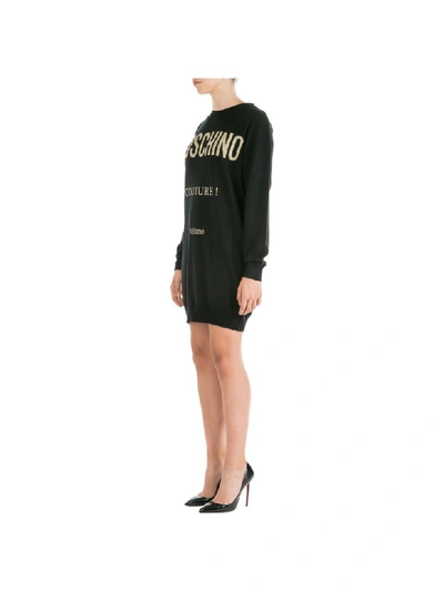 Shop Moschino Care Instructions Mini Dress In Nero