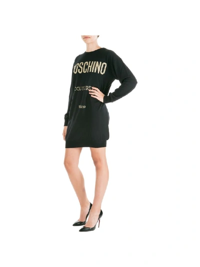 Shop Moschino Care Instructions Mini Dress In Nero