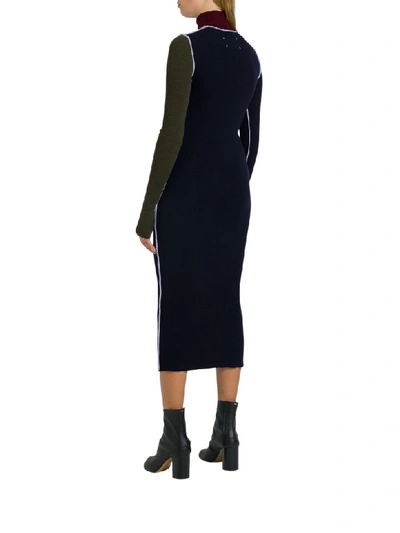 Shop Maison Margiela Color-blocked Midi Wool Turtleneck Dress In Blu
