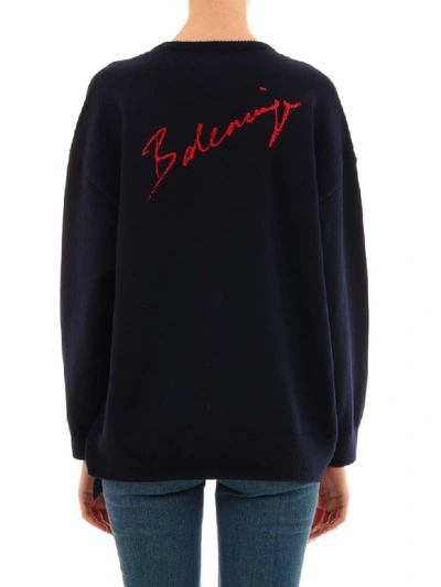 Shop Balenciaga Sweater Logo Signature In Blue