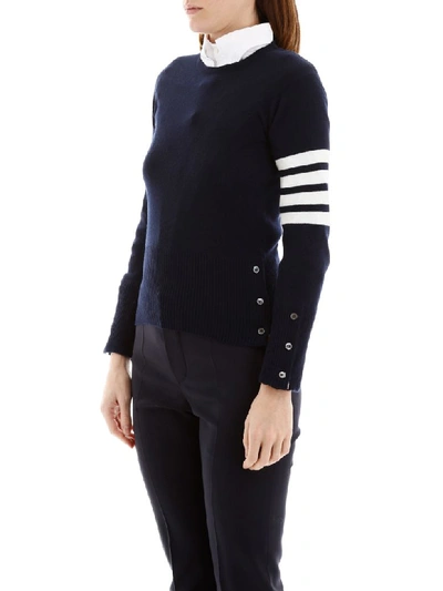 Shop Thom Browne 4-bar Pullover In Navy (blue)