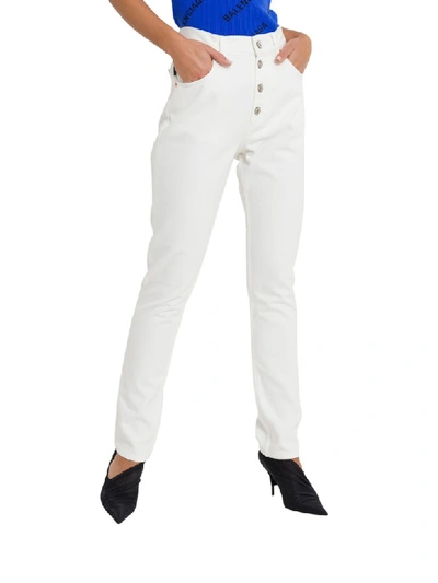 Shop Balenciaga Straight Leg Japanese Denim Trousers In Bianco