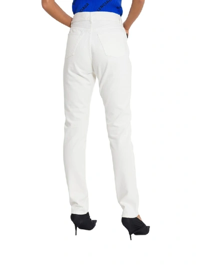 Shop Balenciaga Straight Leg Japanese Denim Trousers In Bianco