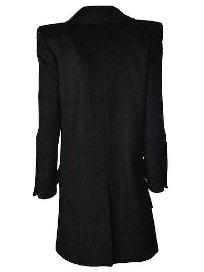 Shop Balmain Double Breasted Coat In Black