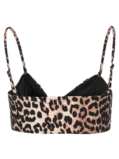 Shop Ganni Leopard Print Bikini Top