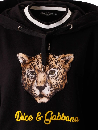 Shop Dolce & Gabbana Leopard Head Hoodie In Black