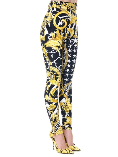 Shop Versace Savage Baroque Print High Waisted Trousers In Black/multicolor