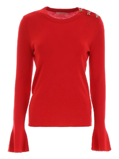 Shop Tory Burch Crystal Button Pullover In Red Volcano (red)