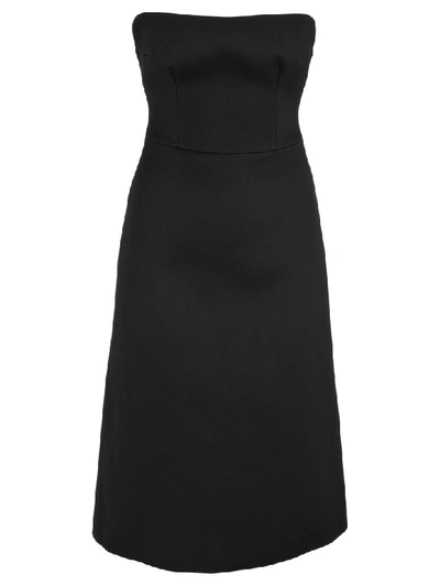 Shop Prada Bustier Midi Dress In Black