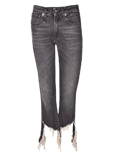 Shop R13 Distressed Cropped Jeans In Harper Grey