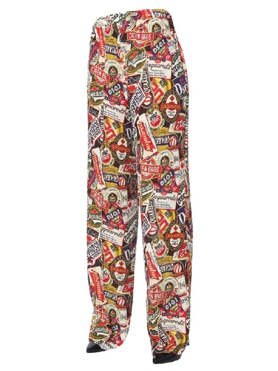 Dsquared2 Printed Palazzo Pants In Multicolor