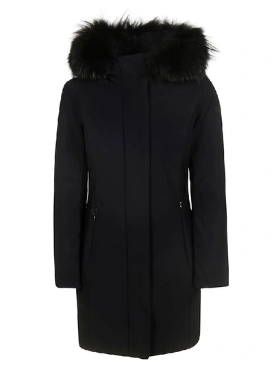 Shop Rrd - Roberto Ricci Design Classic Zipped Furry Hood Coat In Black