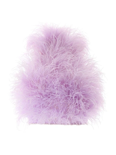 Shop Attico Marabou Top In Lilla (purple)