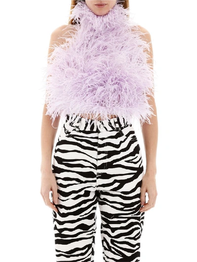 Shop Attico Marabou Top In Lilla (purple)