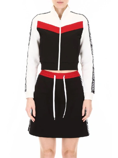 Shop Miu Miu Track Jacket With Logo In Nero (white)