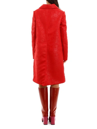 Shop Marni Floral-printed Coat In Lacquer (red)